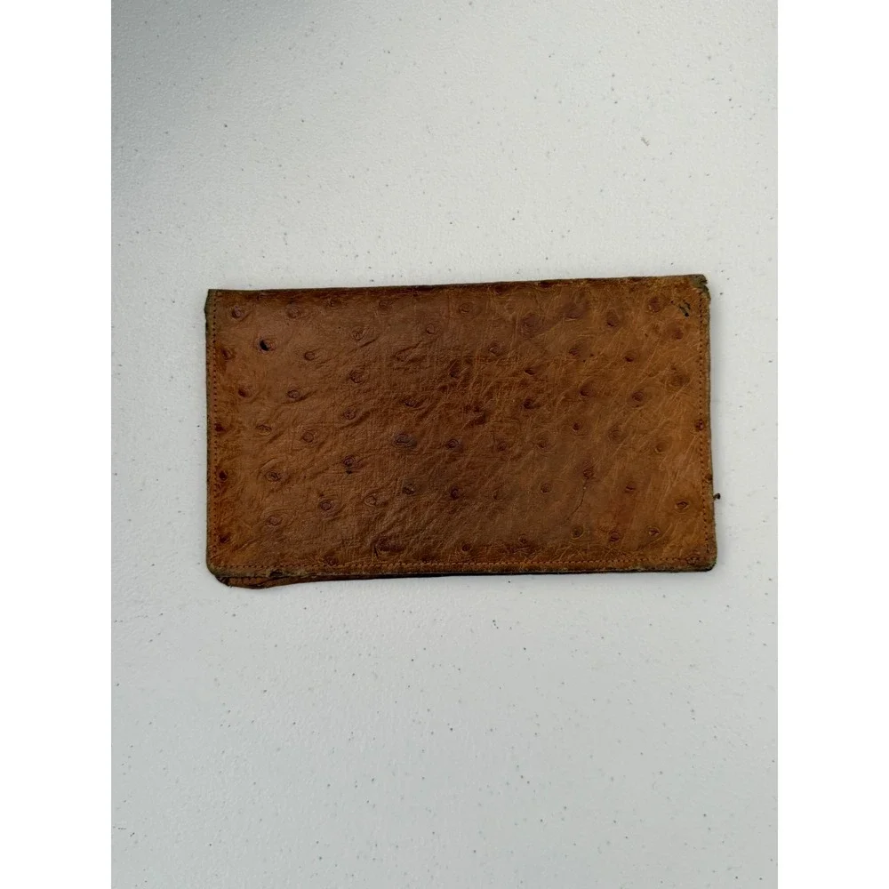 Vintage Lord & Taylor Ostrich Leather Checkbook Cover Wallet Made in England